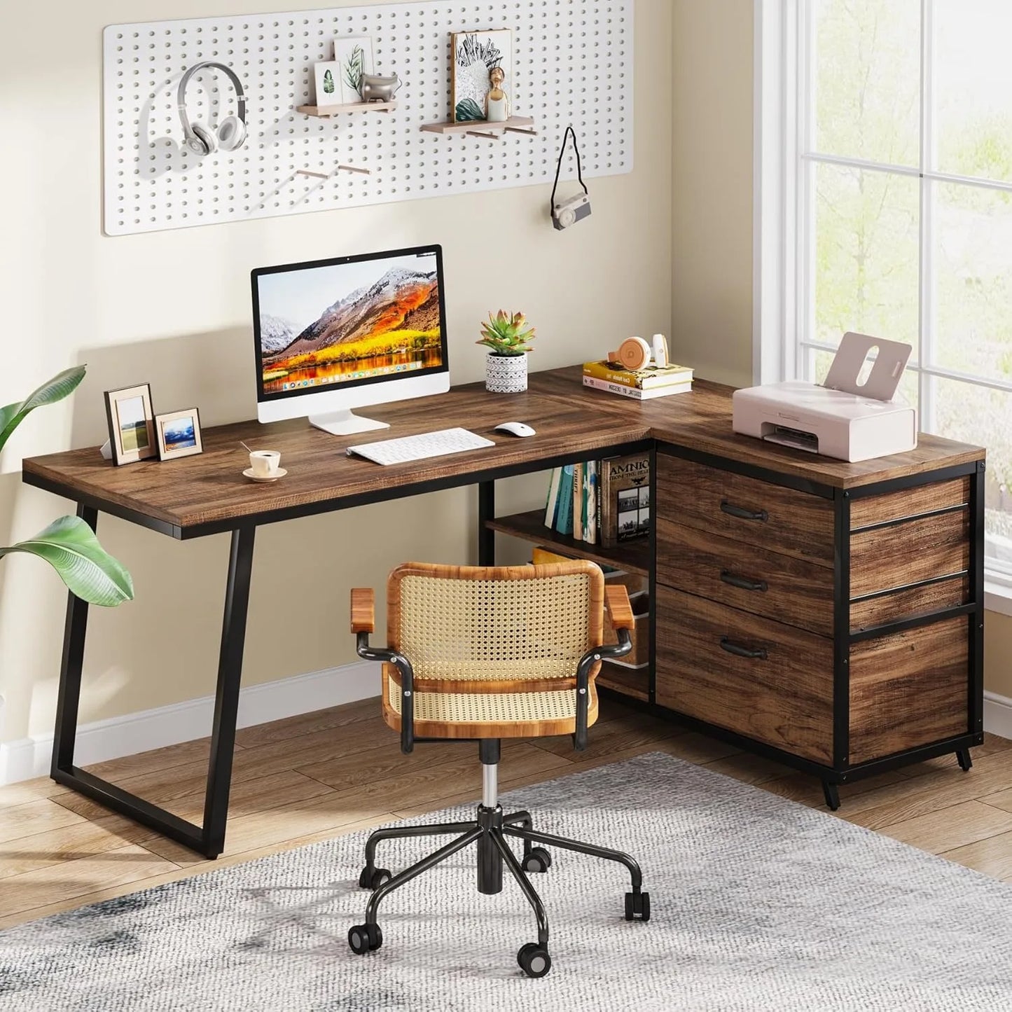 L-Shaped Computer Desk for Home Office