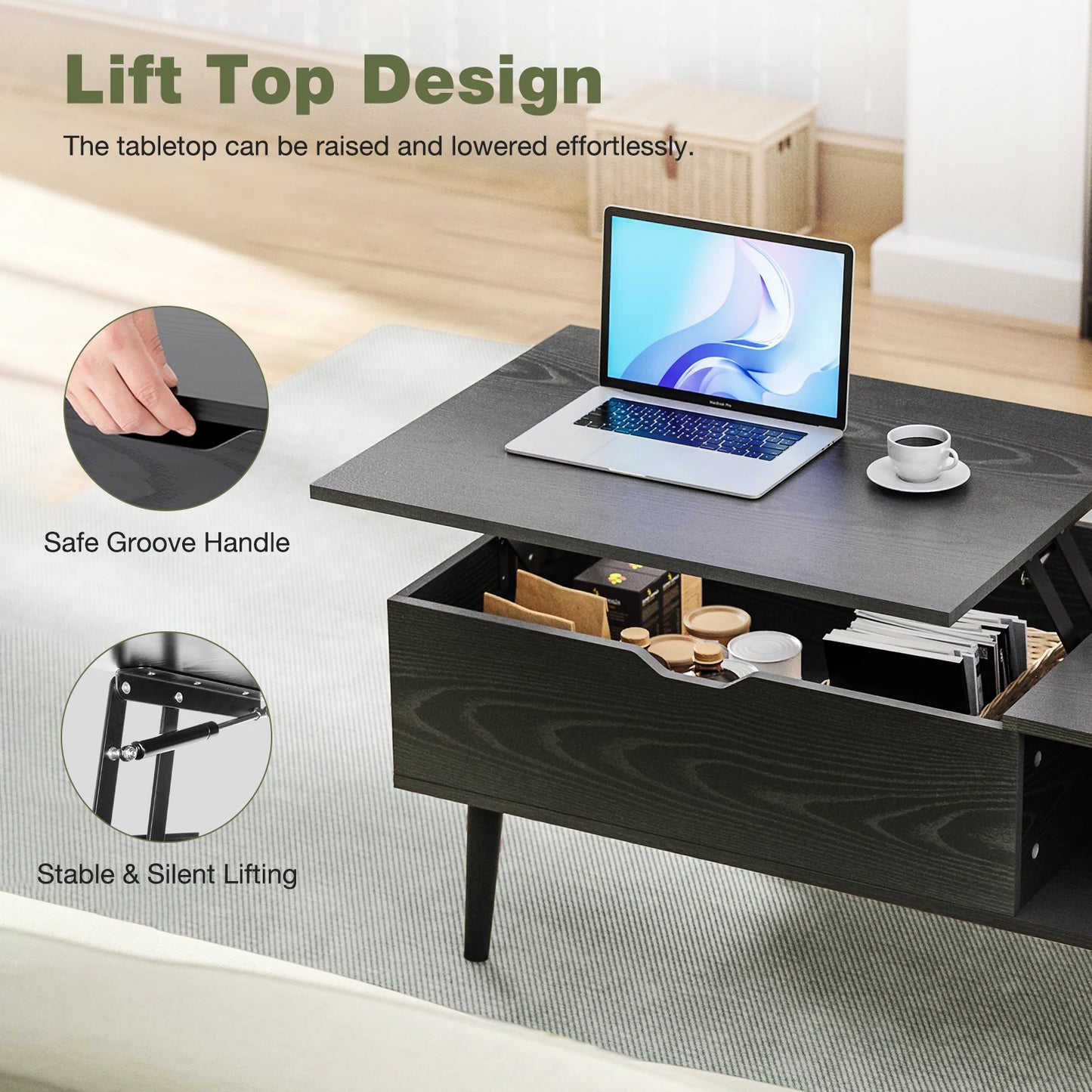 Lift Top Coffee Tables For Living Room, 39.37"x19.7"