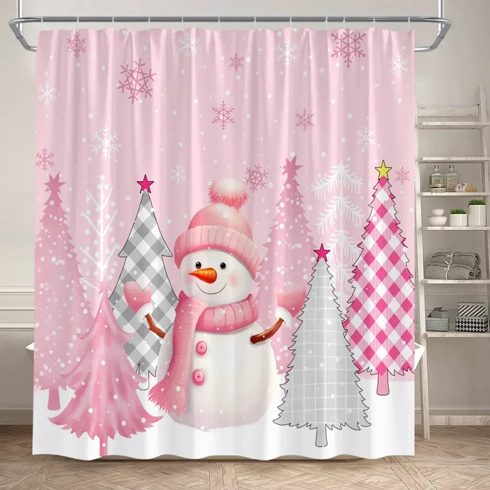 Christmas Shower Curtain & Bath Mat Set