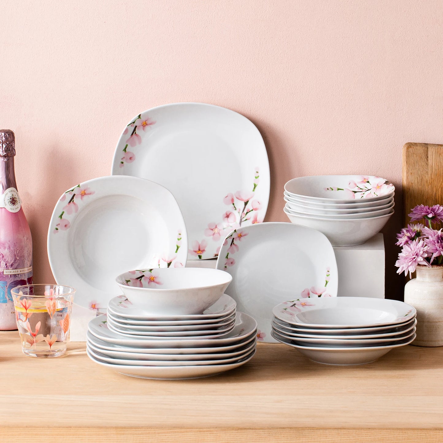 Porcelain Ceramic Tableware Dinner Plate Set for 6/12 Person