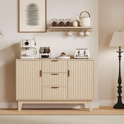 47.2" Fluted Buffet Cabinet With 3 Drawers & 2 Doors
