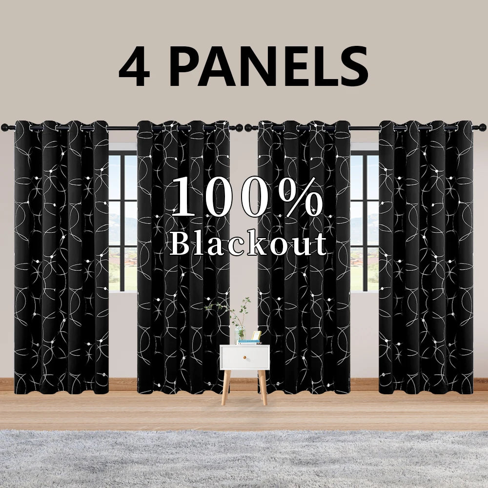 4PCS Blackout Curtains are Thermal Insulated