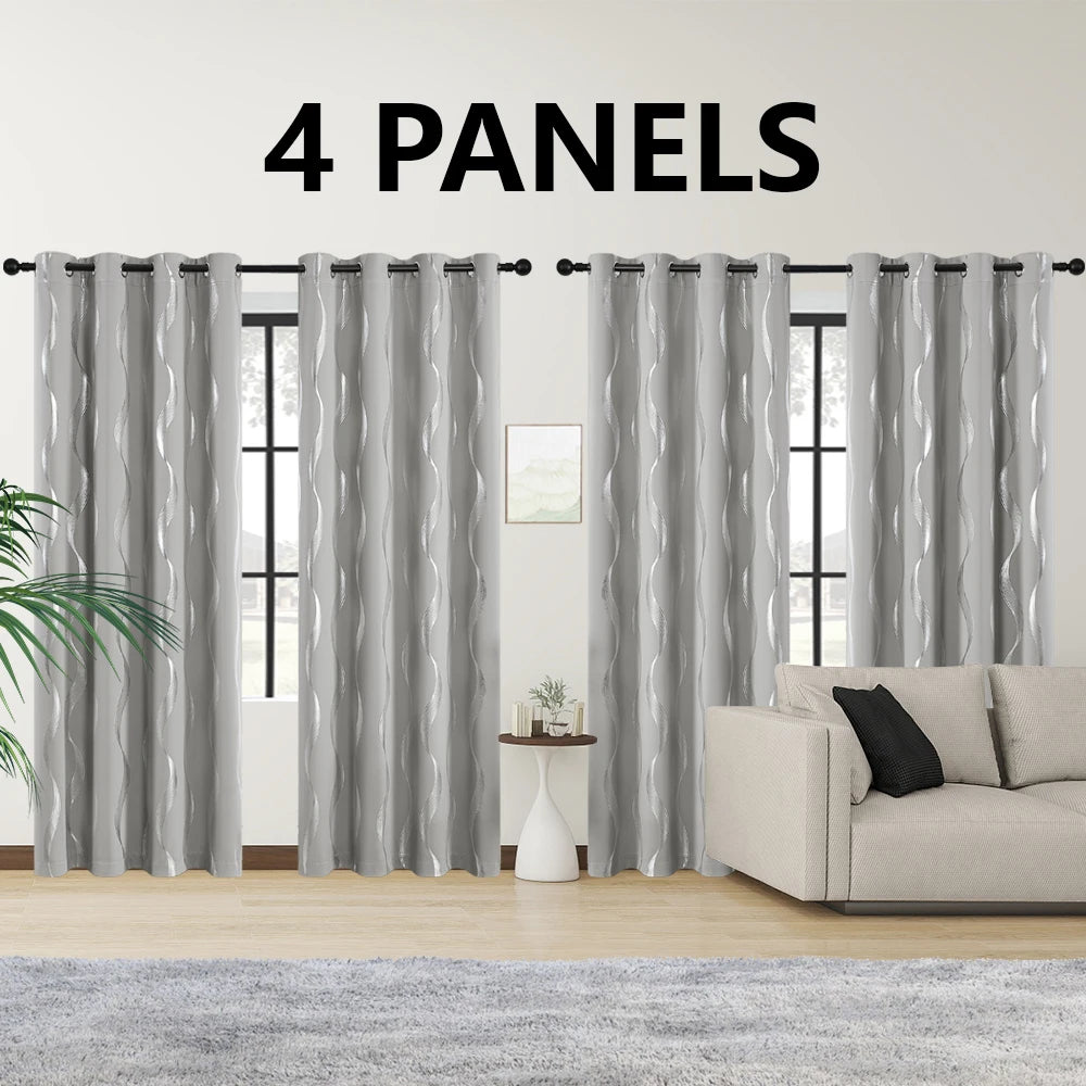 4PCS Blackout Curtains Grommet, Thermal Insulated