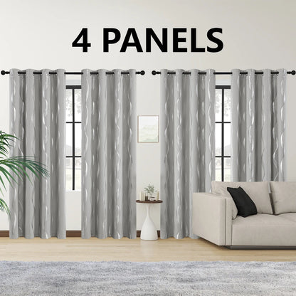 4PCS Blackout Curtains Grommet, Thermal Insulated