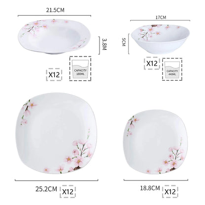 Porcelain Ceramic Tableware Dinner Plate Set for 6/12 Person