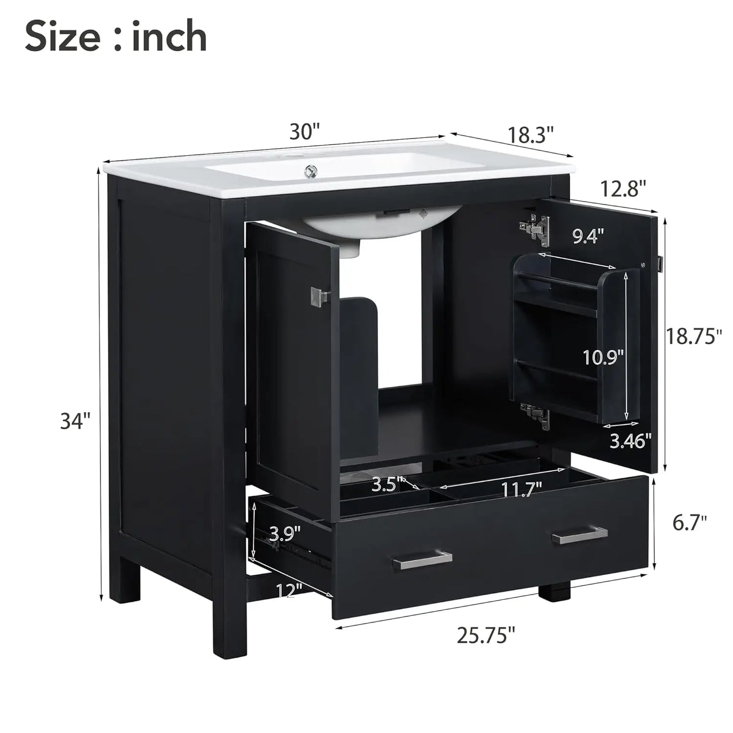 60" Solid Wood Double Sink Bathroom Vanity with Sink Top