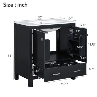 60" Solid Wood Double Sink Bathroom Vanity with Sink Top
