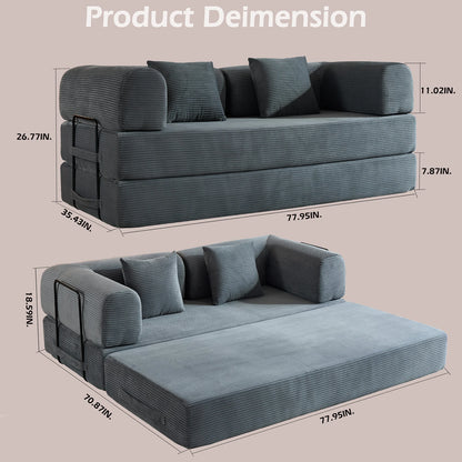 Oversized Corduroy Futon Floor Couch for Small Spaces