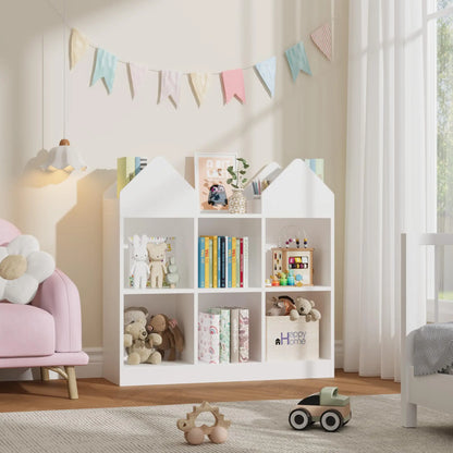Castle Design Toy Storage Organizer with Book Racks & Open Cubbies