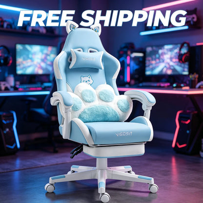 Ergonomic Computer Chair with Footrest, Headrest & Lumber Support