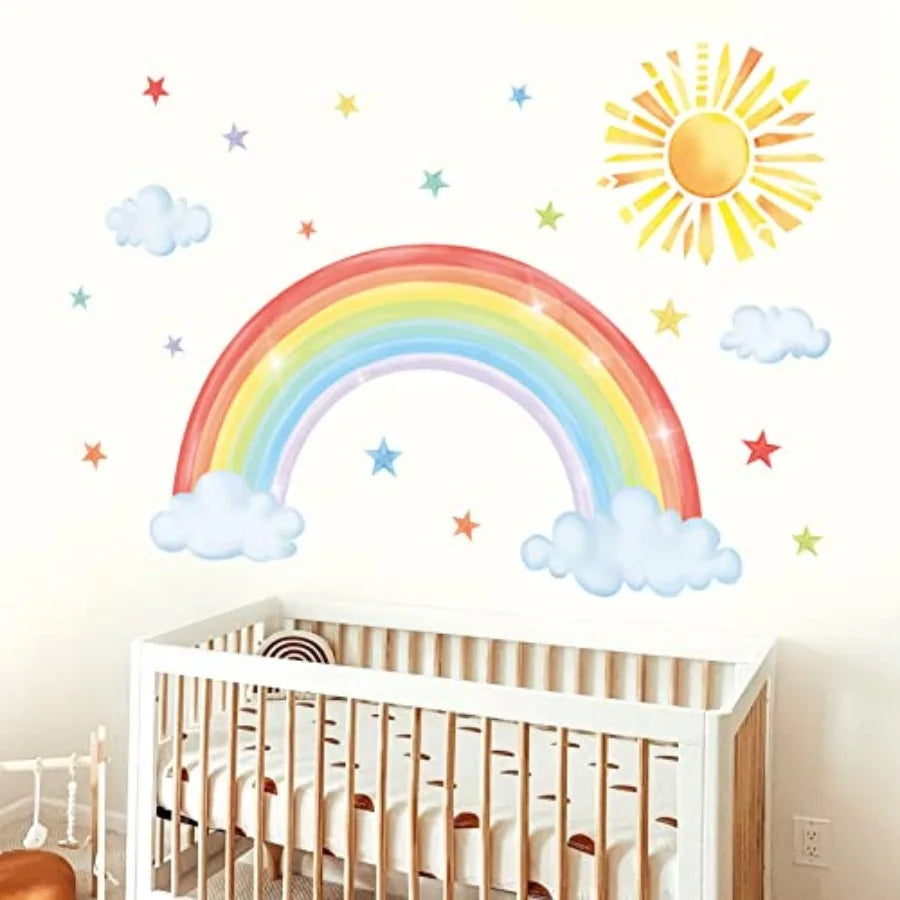 Large Rainbow, Sun, Clouds & Stars Wall Decals