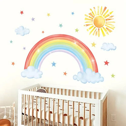 Large Rainbow, Sun, Clouds & Stars Wall Decals