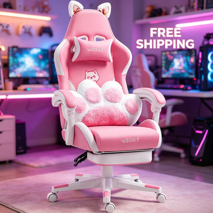 Ergonomic Computer Chair with Footrest, Headrest & Lumber Support