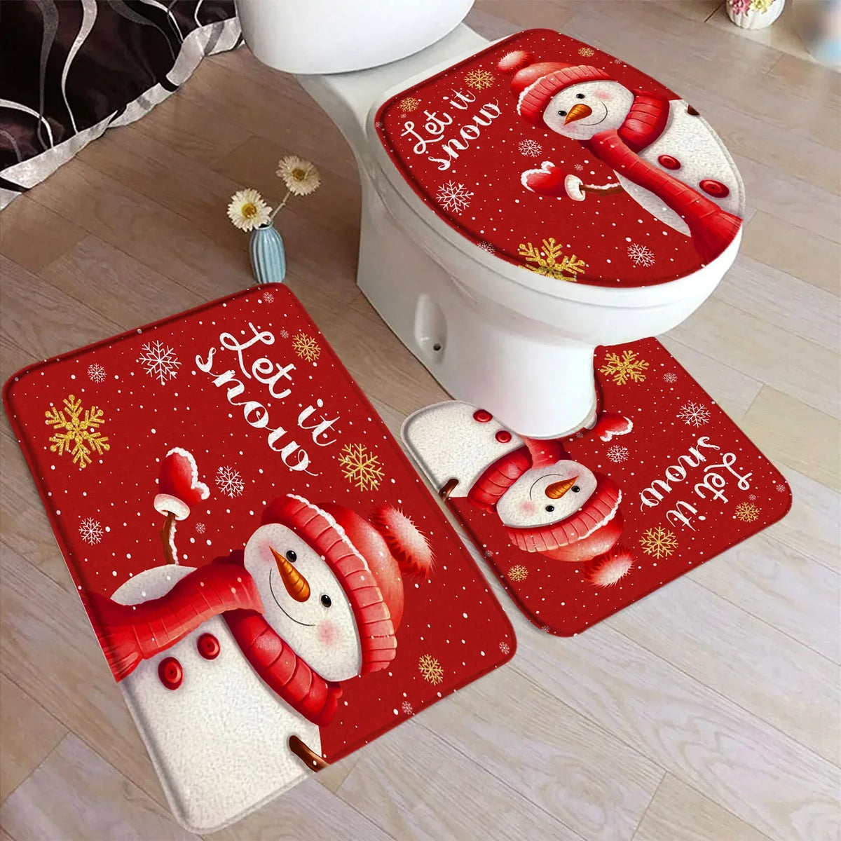 Christmas Shower Curtain & Bath Mat Set
