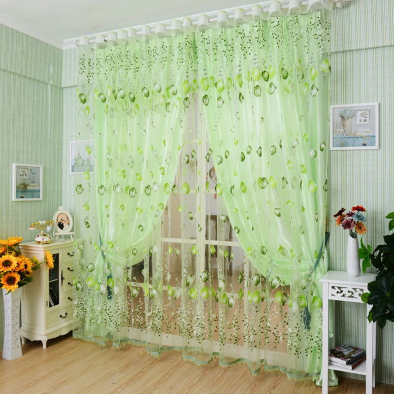 1Pc Modern Tulip Window Screen, Drape, Curtain