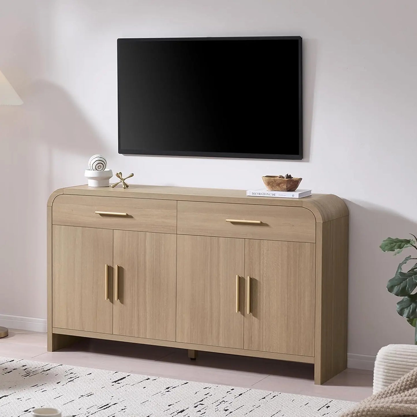 59.7'' Modern Curved Console Cabinet with Drawers