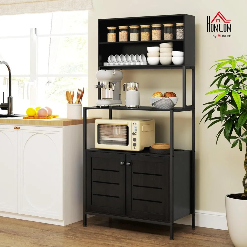 Kitchen Bakers Rack with Power Outlet & Storage Shelves