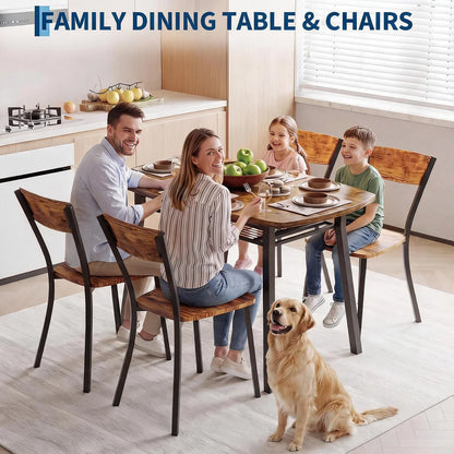 5 Piece Dining Table Set For 4 with Storage Shelf