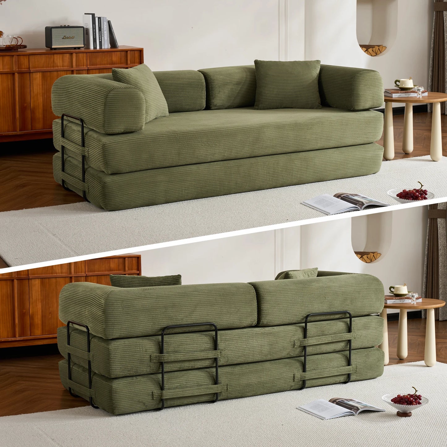 Oversized Corduroy Futon Floor Couch for Small Spaces