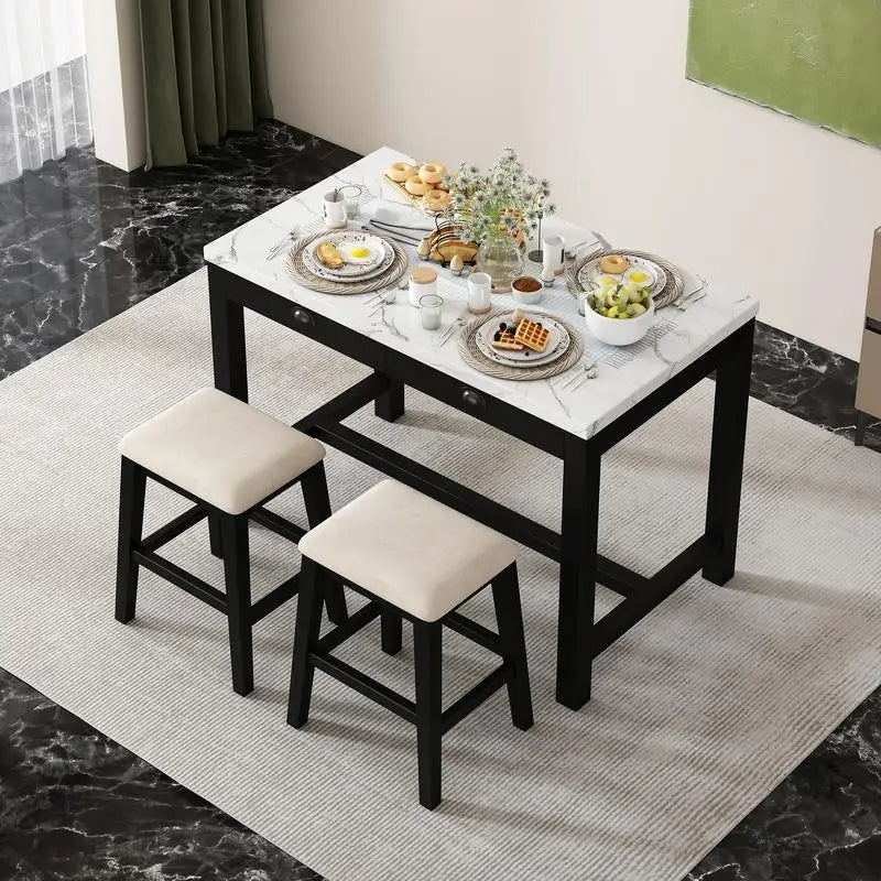 5-Piece Counter Height Dining Set for 4 with Upholstered Chairs