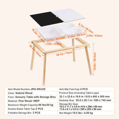 Wooden Sensory Table for Kids Activity with Storage Bins