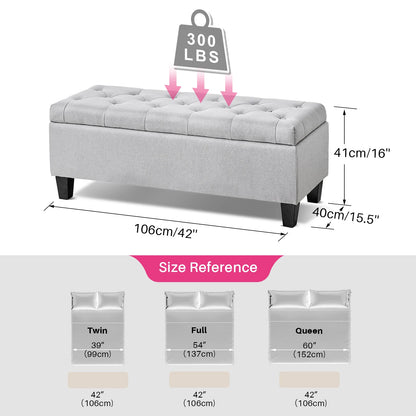 42" Storage Ottoman Bench w/ Flipping Lid & Safety Hinge