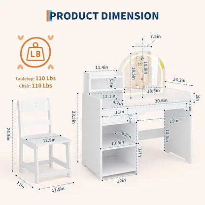 2 in 1 Princess Makeup Vanity Desk & Chair