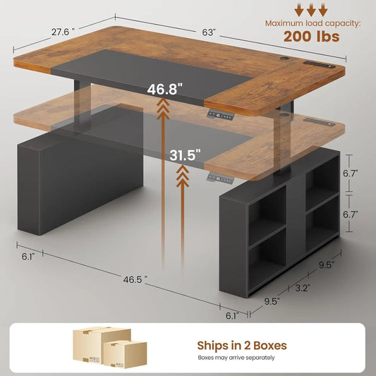 Adjustable Standing Executive Desk with Storage & Power Outlets