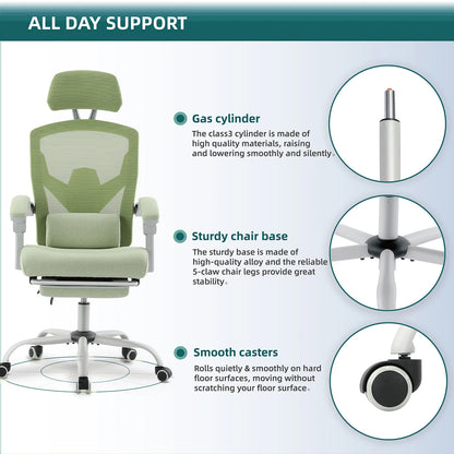 Ergonomic Reclining Computer Chair with Lumbar Support Pillow