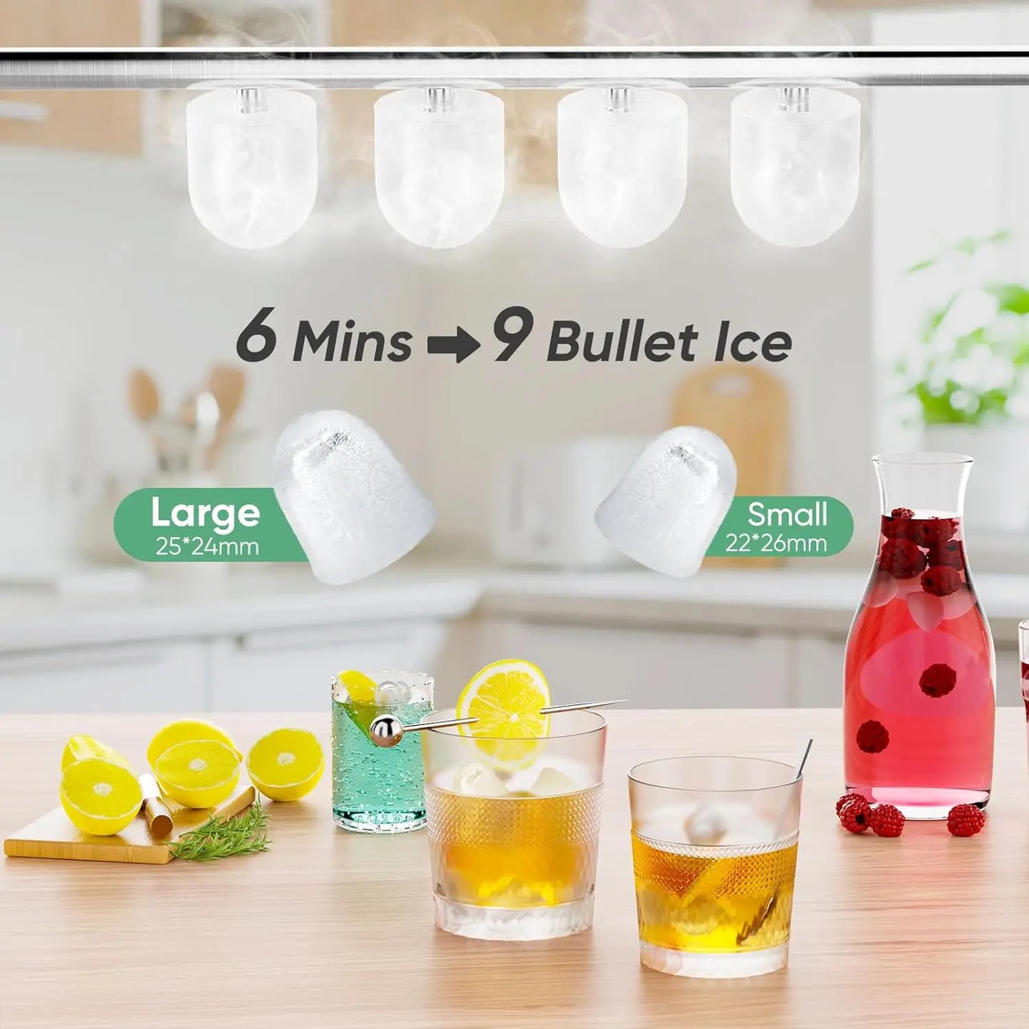 Portable Countertop Ice Maker, 26lbs/24H, Self-Cleaning