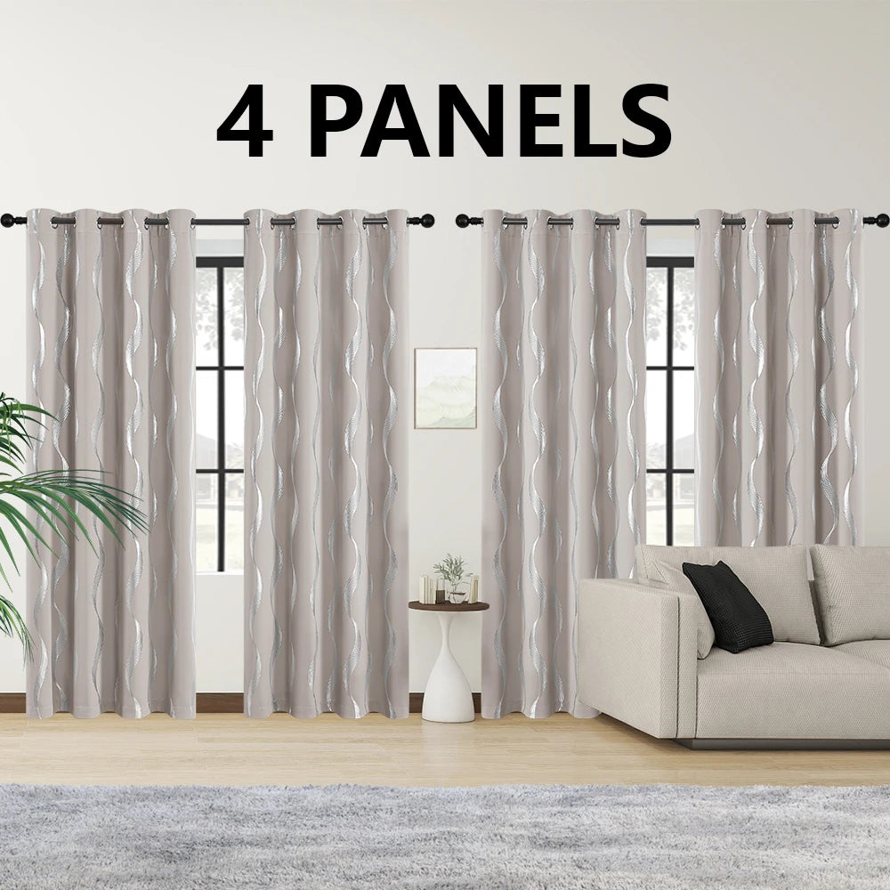 4PCS Blackout Curtains Grommet, Thermal Insulated