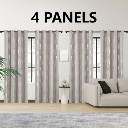 4PCS Blackout Curtains Grommet, Thermal Insulated