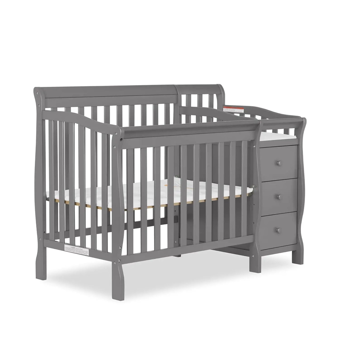 4-in-1 Mini Convertible Baby Crib & Changer with Storage