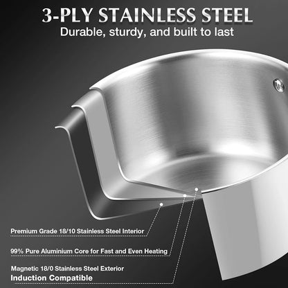 10-Piece Tri-Ply Stainless Steel Cookware Set are Oven Safe & Induction Ready