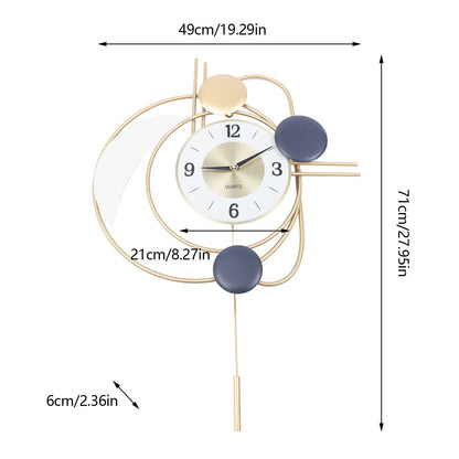 Luxury Silent Hanging Clock with Swing Pendulum