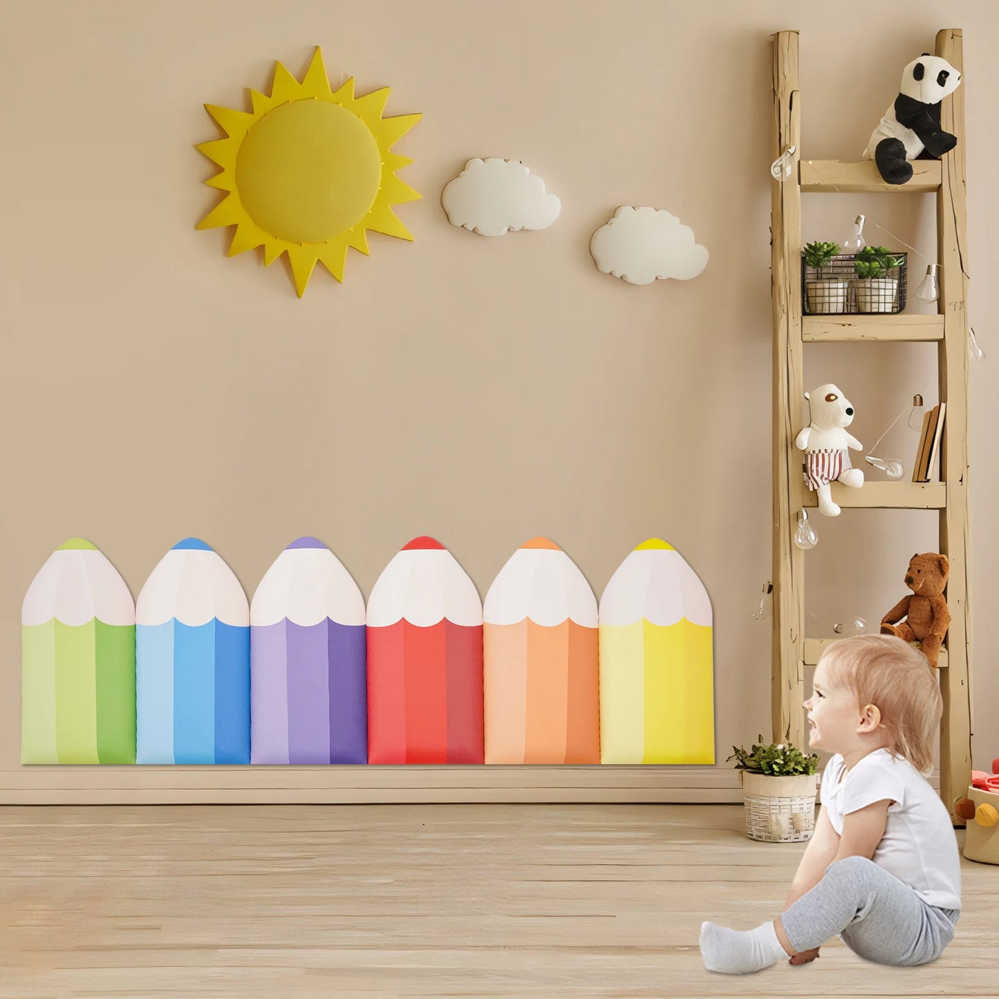 3D Pencil-Shaped Wall Padding for Kids (6 Pcs)