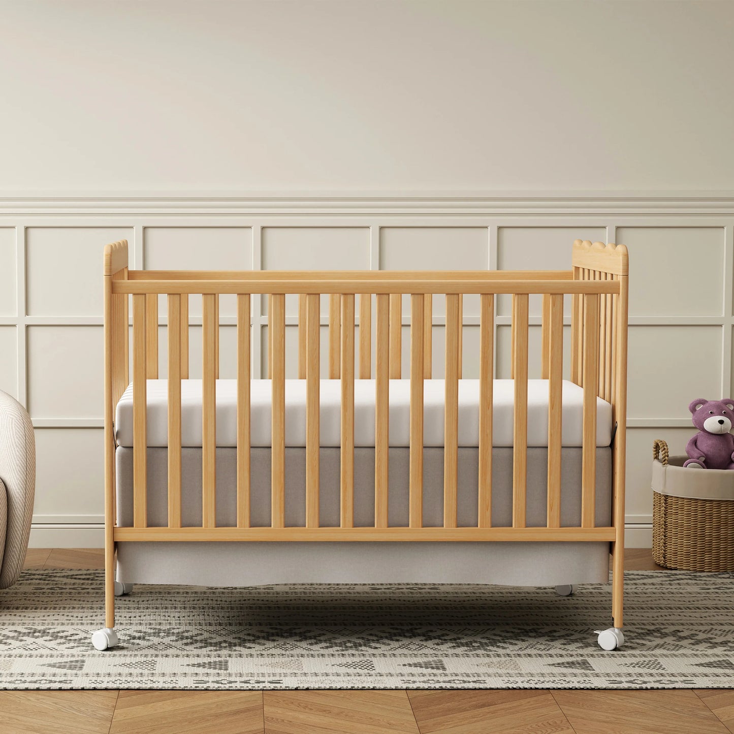 4-in-1 Convertible Wooden Baby Crib w/ 3 Adjustable Heights