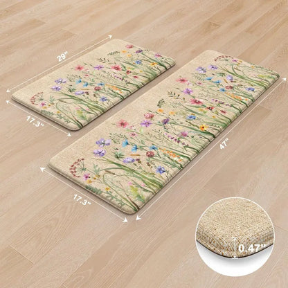 Anti Fatigue Floral Kitchen Mat Sets of 2 are also Non-Slip & Cushioned