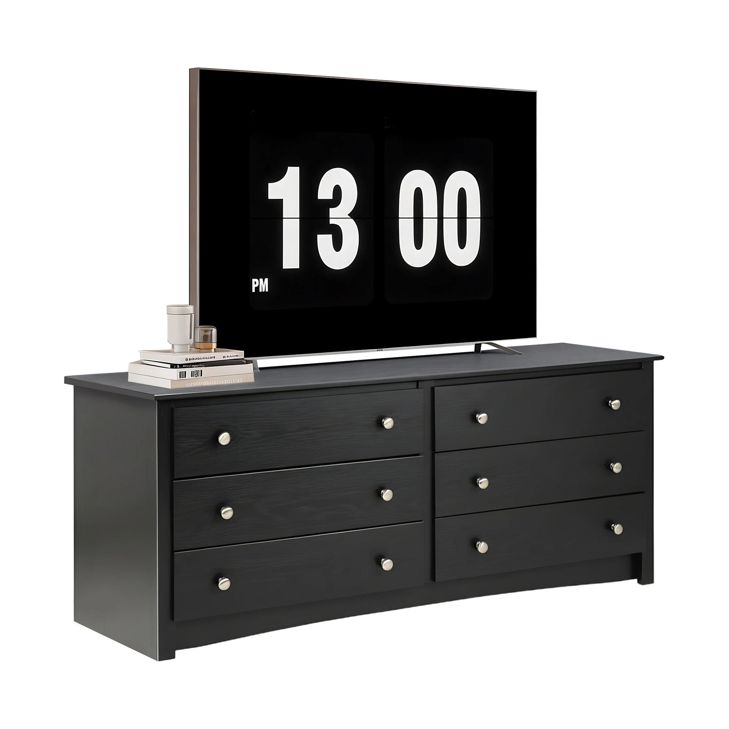 59" Wide Chest of Drawers with 6 Wood Drawers for Storage