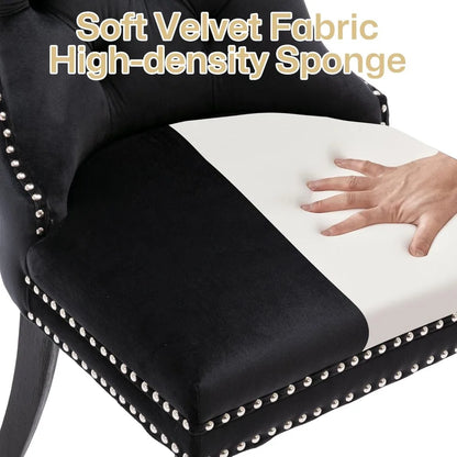 Velvet Dining Chairs Set of 6 with Wood Legs