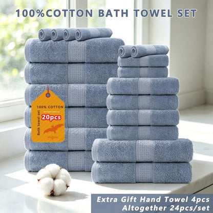 20/16/10pcs Cotton Soft Bath Towel Set for Bathroom