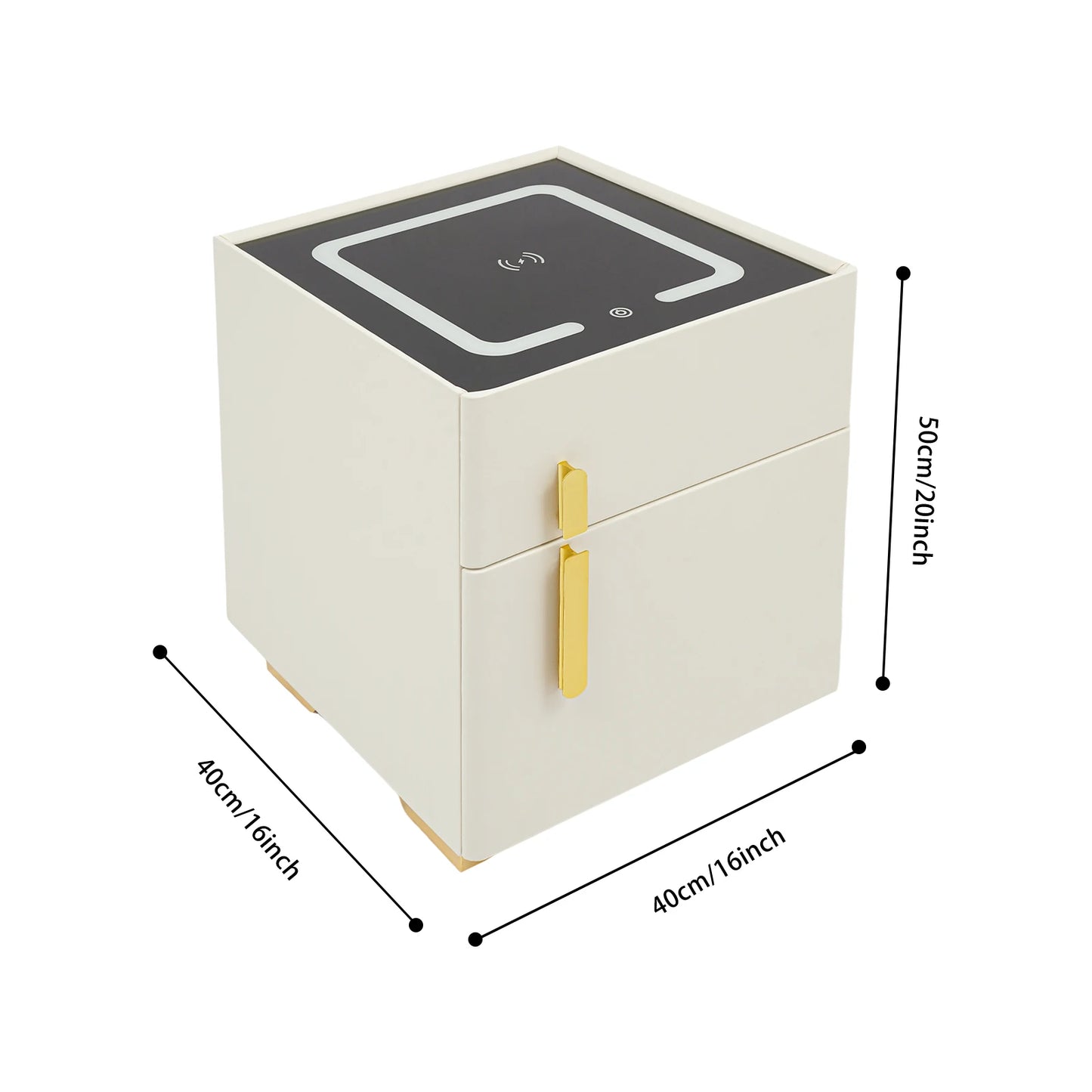 Smart Nightstand w/ Drawer, Safe & Wireless Charging