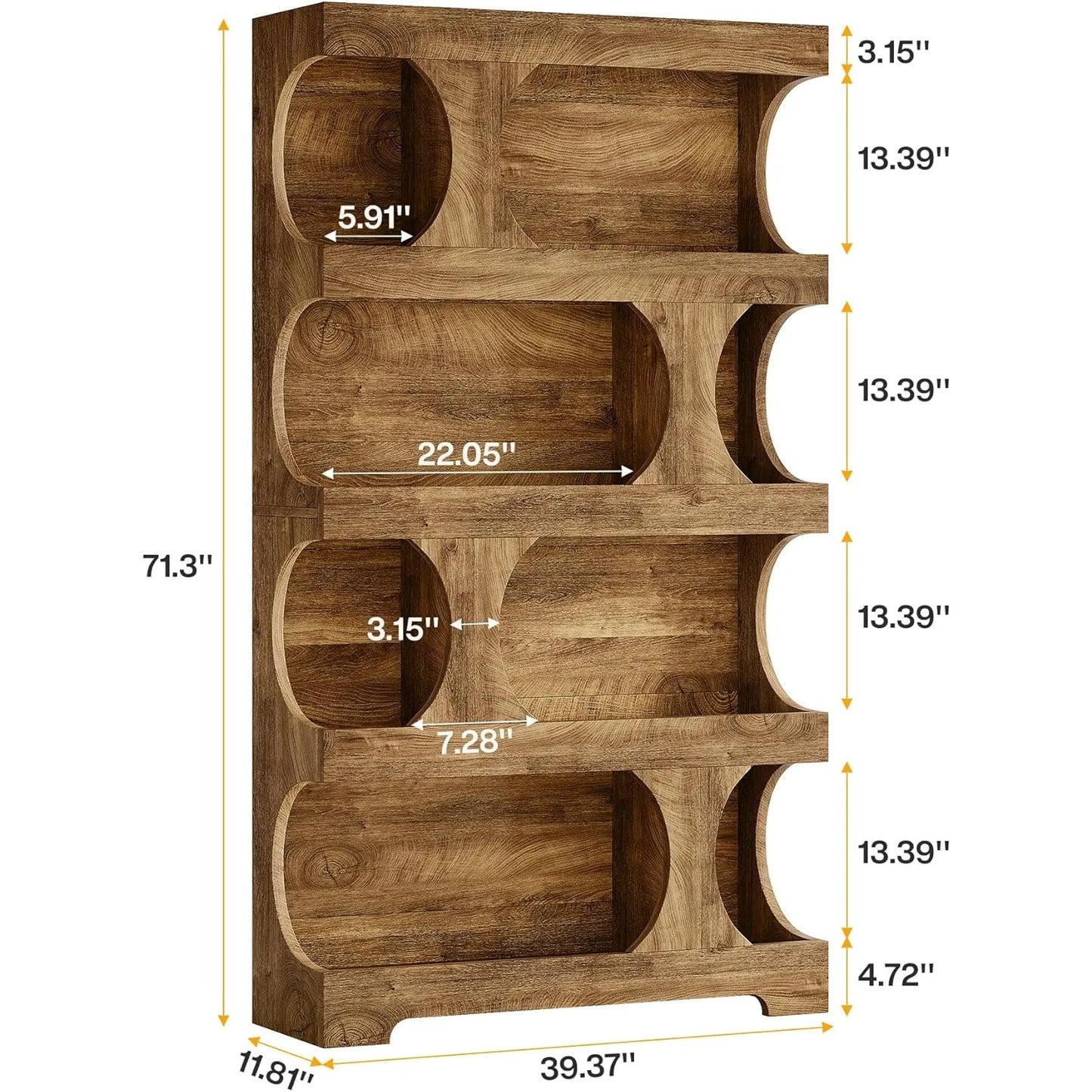 Modern 4-Tier Asymmetrical Bookshelf