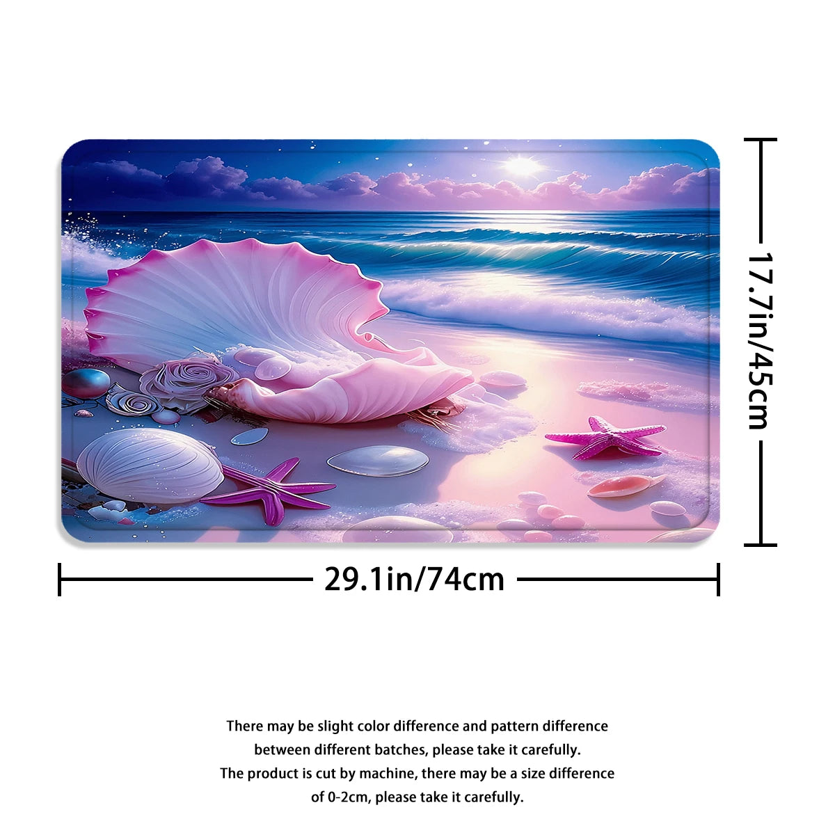 4 Pcs Pink Seashell Beach Shower Curtain Bathroom Set