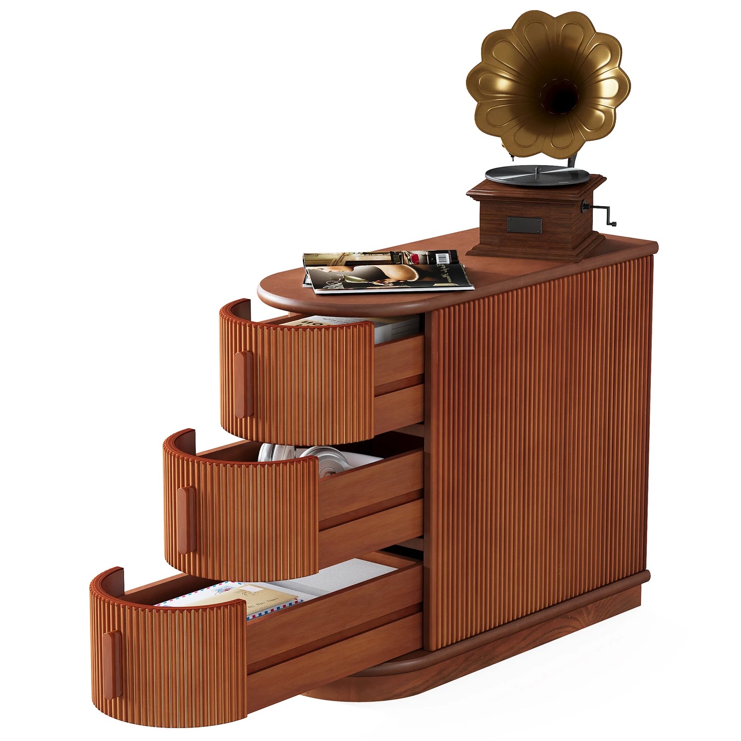 Narrow Solid Wood 3-Drawer End Table