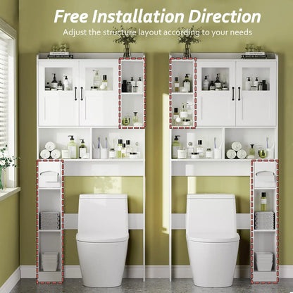 Over Toilet Storage Cabinet with Glass Door