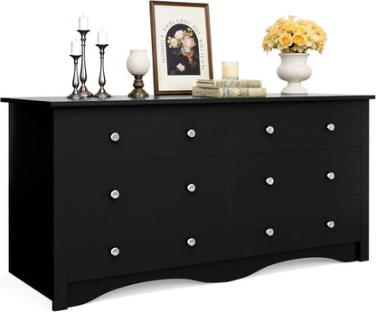 Wide Chest of Drawers with 6 Storage Drawers
