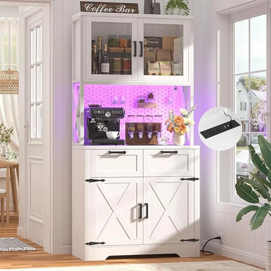 71" Pantry Cabinet with LED Light & Outlet