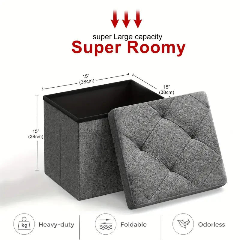 Heavy-Duty Multi-Purpose Folding Storage Ottoman Bench with Seat