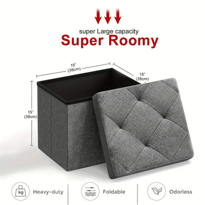 Heavy-Duty Multi-Purpose Folding Storage Ottoman Bench with Seat